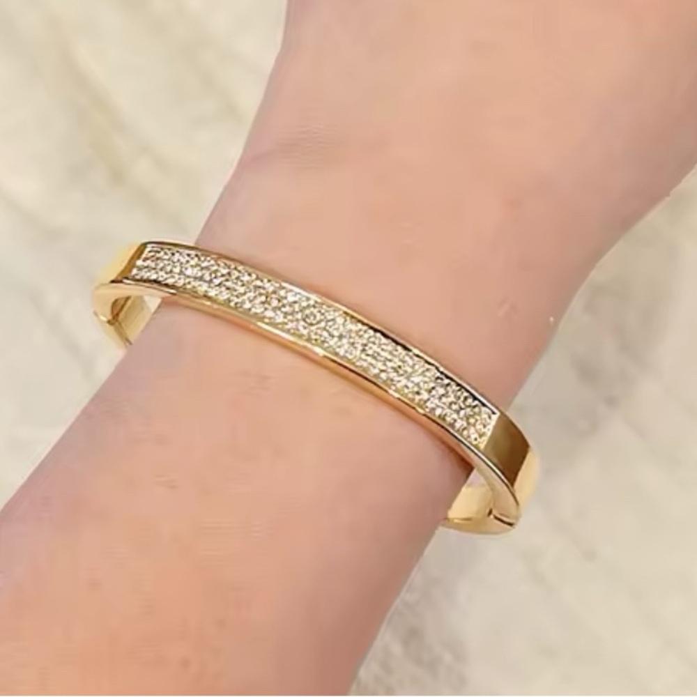 Gold Crystal Cuff Bangle
